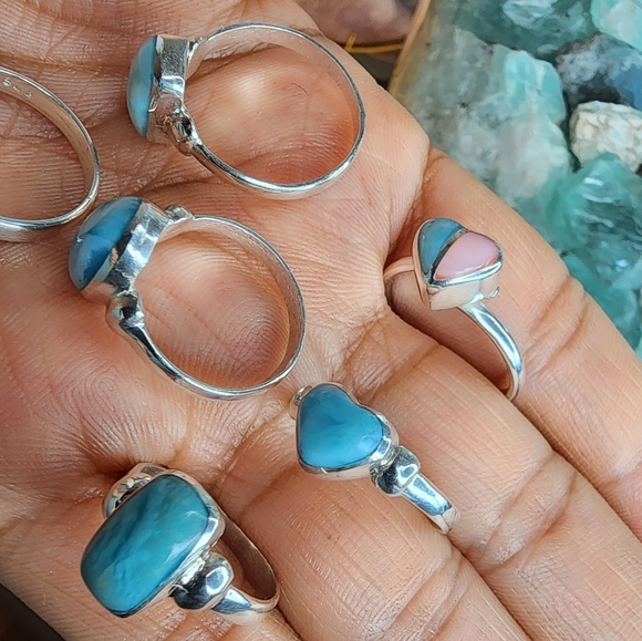 NEW Larimar gemstone rings in 925 sterling silver (size 5-9) - Picture 16 of 16